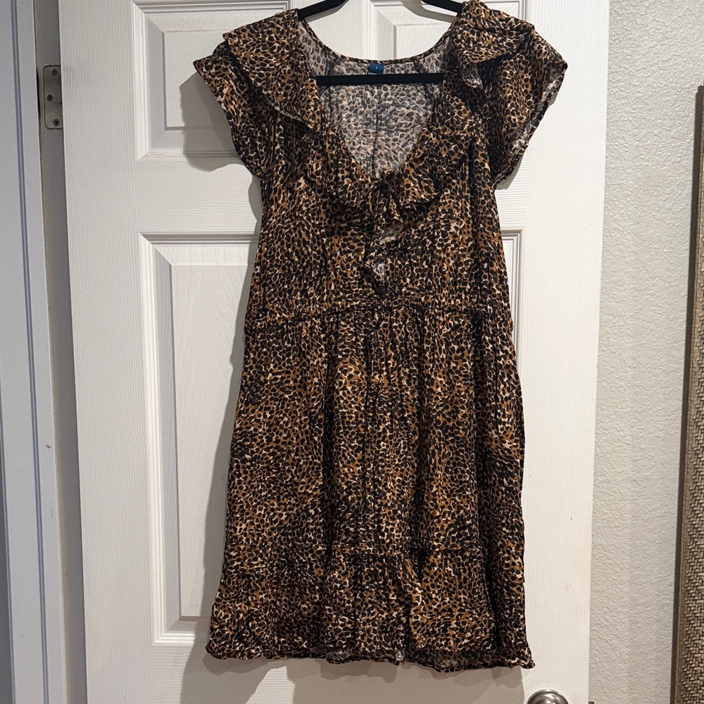 Leopard Print Ruffle Dress